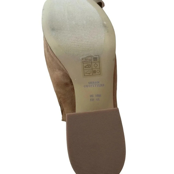 Urban Outfitters Taupe Faux Suede Platform Block‎ Heel Slip On Mule Sandals 10M - Picture 7 of 8